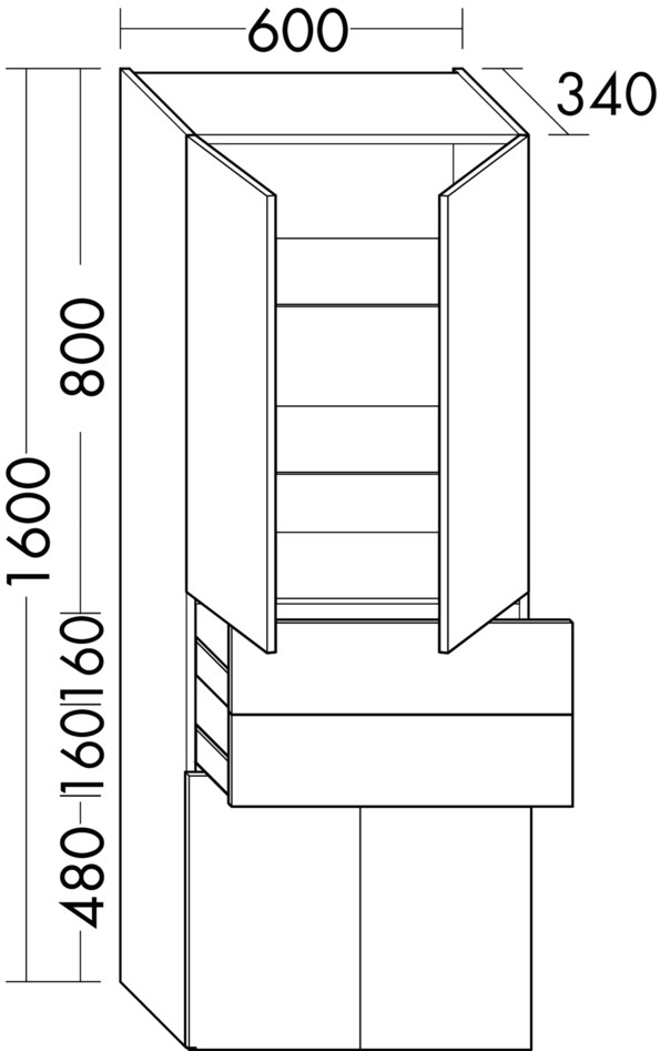 Burgbad Sinea 2.0 Hochschrank PG1 (HSIN06T)