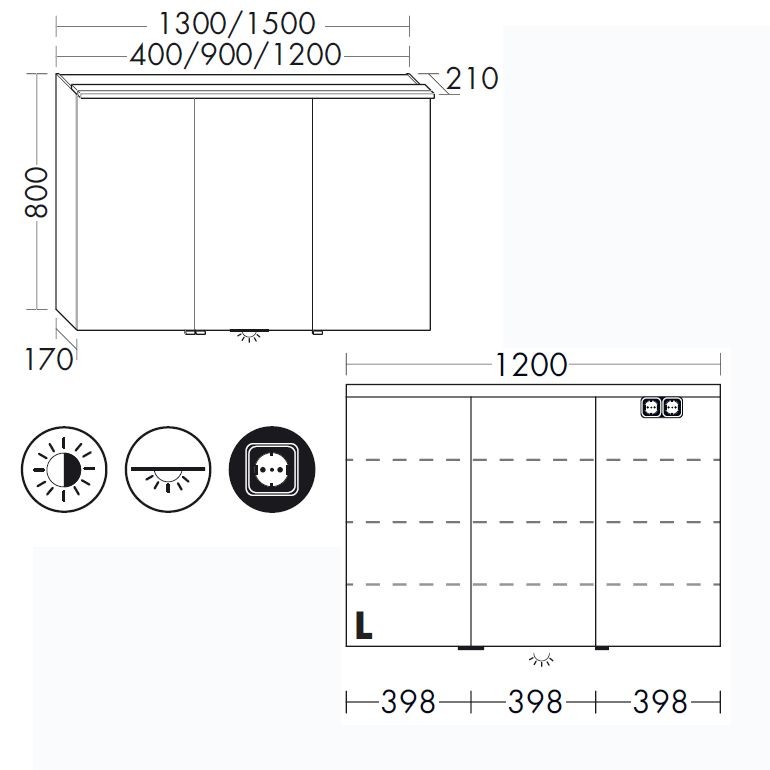 Burgbad Sinea 2.0 Spiegelschrank mit horizontaler LED-Aufsatzleuchte und LED-Waschplatzbeleuchtung (SFHD120) PG3