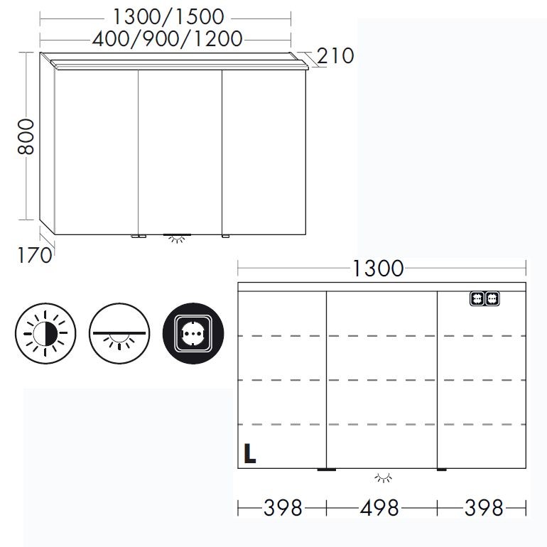 Burgbad Sinea 2.0 Spiegelschrank mit horizontaler LED-Aufsatzleuchte und Waschplatzbeleuchtung (SFHD130) PG3