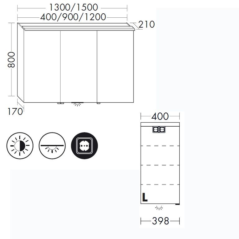 Burgbad Sinea 2.0 Spiegelschrank mit LED-Aufsatzleuchte und Waschplatzbeleuchtung (SFHD040) PG1