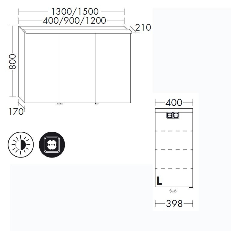 Burgbad Sinea 2.0 Spiegelschrank mit LED-Aufsatzleuchte und Waschplatzbeleuchtung (SFHD040) PG3