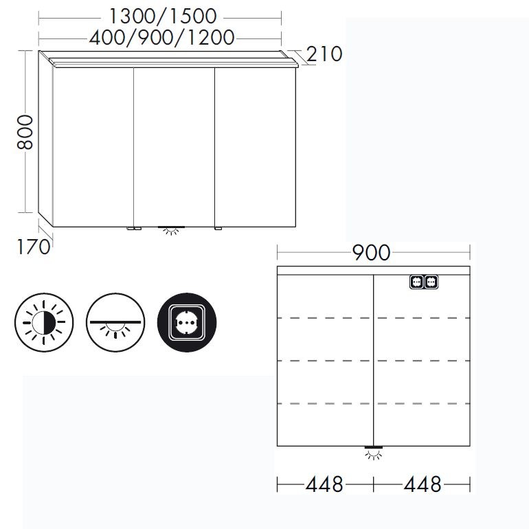 Burgbad Sinea 2.0 Spiegelschrank mit LED-Aufsatzleuchte und Waschplatzbeleuchtung (SFHD090) PG2