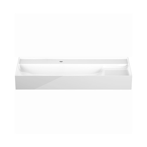 Burgbad Yumo Mineralguss-Waschtisch inkl. Waschtischunterschrank mit Glaselement und LED-Waschtischunterschrankbeleuchtung 1020 (SFMX102)