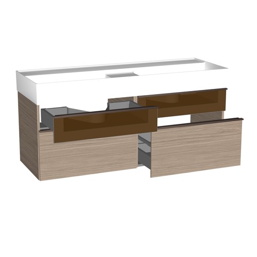 Burgbad Yumo Set 1320 mit LED-Waschtischbeleuchtung und Glaselement PG1 (SFLC132)