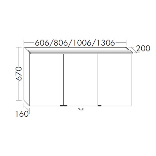 Burgbad Yumo Spiegelschrank 600 mit horizontaler LED- Aufsatzleuchte und Waschplatzbeleuchtung (SPIZ060)