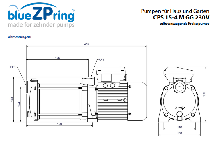 CPS 15-4 M GG 230V selbstansaugende Kreiselpumpe