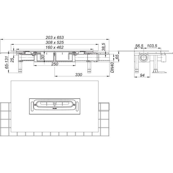 DALLMER Ablaufgehäuse CeraFlex Plan, DN 40