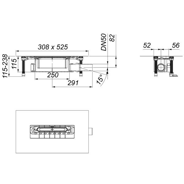 Ablaufgehäuse DallFlex 2.0 115, DN 50