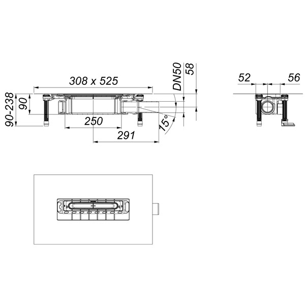 Ablaufgehäuse DallFlex 2.0, DN 50
