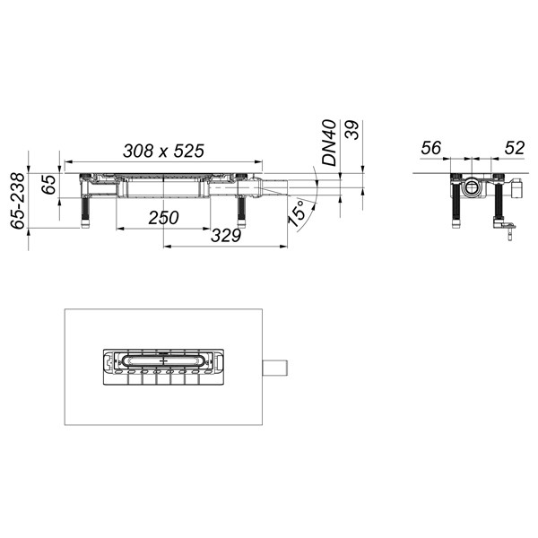 Ablaufgehäuse DallFlex 2.0 Plan, DN 40
