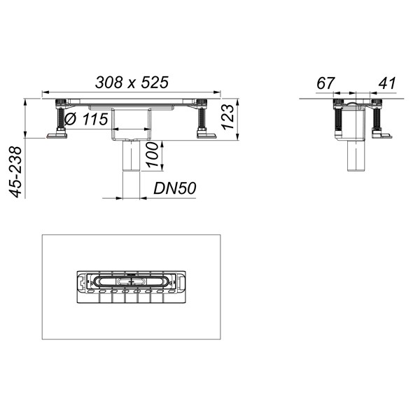 Ablaufgehäuse DallFlex 2.0 senkrecht, DN 50