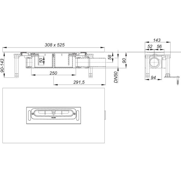 DALLMER Ablaufgehäuse DallFlex, DN 50  