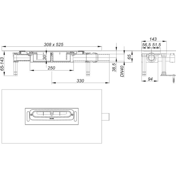 DALLMER Ablaufgehäuse DallFlex Plan, DN 40