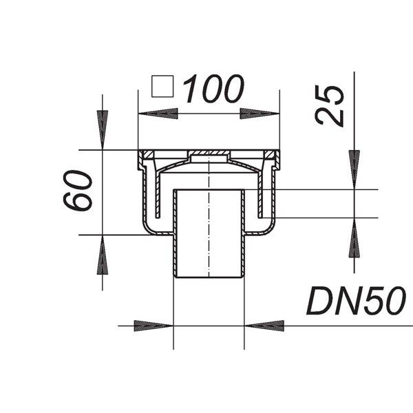 DALLMER Bodenablauf 60, DN 50, 100 x 100 mm