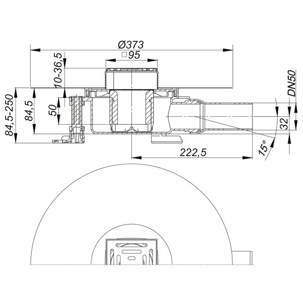 DALLMER Bodenablauf DallDrain Pure, DN  50, 100 x 100 mm