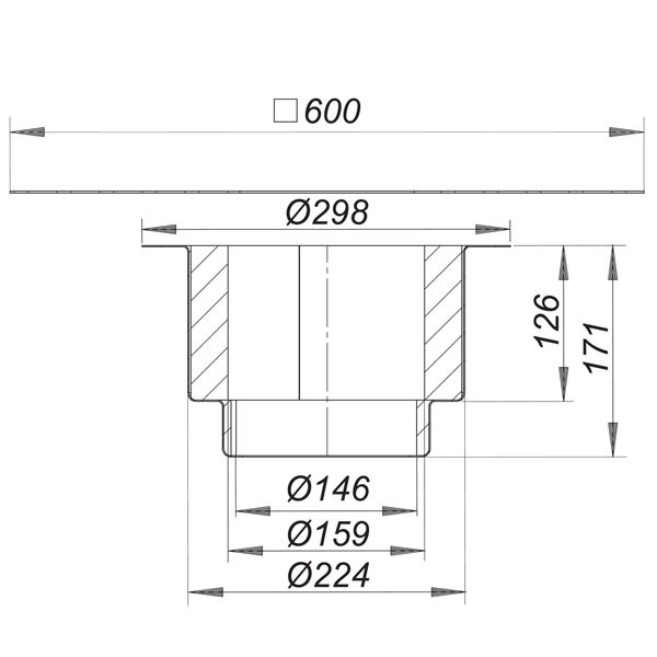 DALLMER Brandschutzelement 9 Stahltrapez für Dachablauf DN 90/DN 100