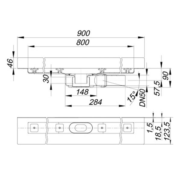 DALLMER Duschrinne CeraLine PLAN W 800 mm, DN 50