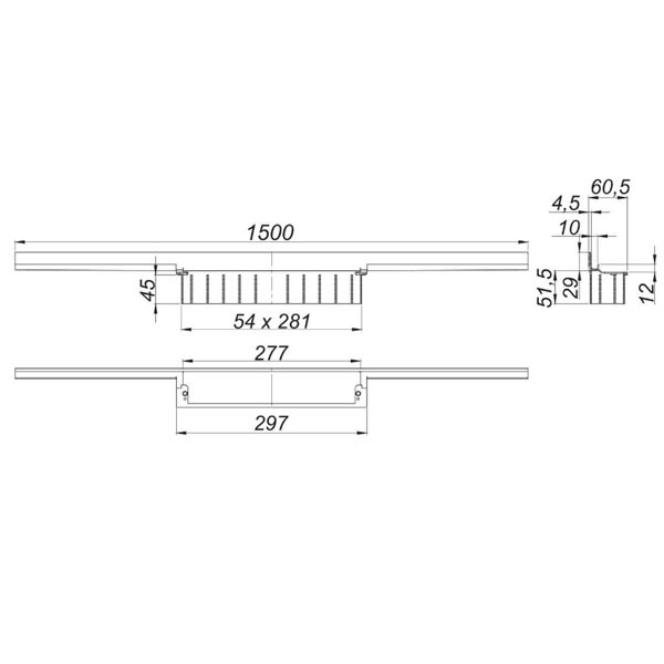 DALLMER Duschrinne CeraWall P, 1500 mm  