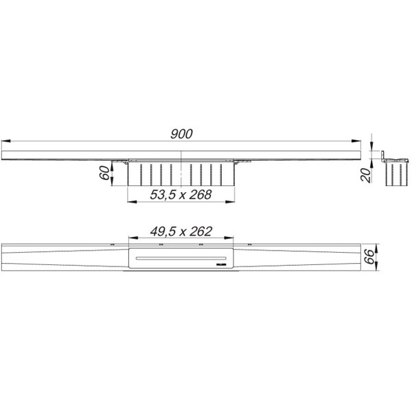 DALLMER Duschrinne CeraWall Pure, 900 mm