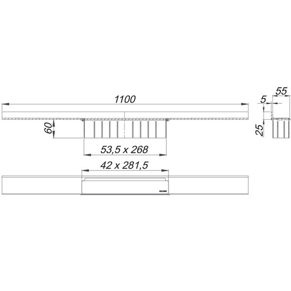 DALLMER Duschrinne CeraWall Select anthrazit matt, 1100 mm