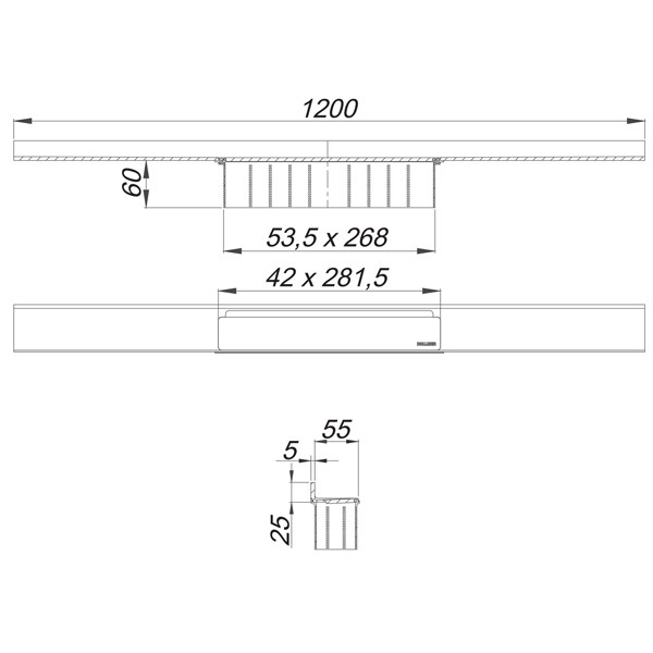 DALLMER Duschrinne CeraWall S Edelstahl matt, 1200 mm