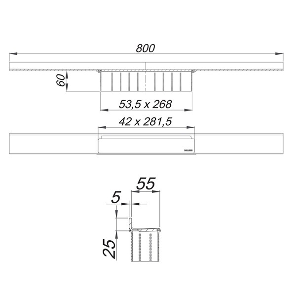 DALLMER Duschrinne CeraWall S Edelstahl matt, 800 mm