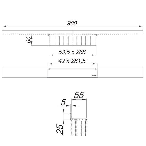 DALLMER Duschrinne CeraWall S Edelstahl matt, 900 mm