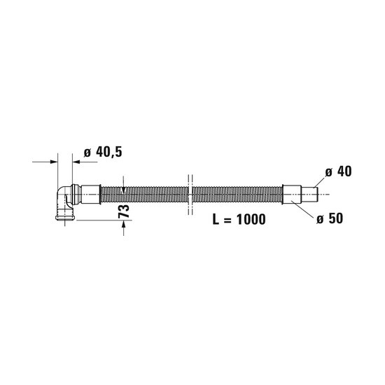 DU Ab- und Überlaufgarnitur Quadroval Drehgriff,Einl.,Flexs.,BZL 1100mm,chrom