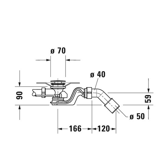 DU Ab- und Überlaufgarnitur Quadroval Drehgriff,Einl.,Flexs.,BZL 1100mm,chrom