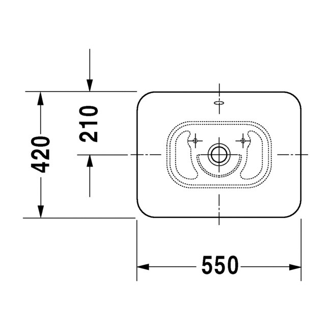 Duravit Aufsatzbecken Me by Starck Bacino 550 mm rechteckig, mit Überlauf, weiß
