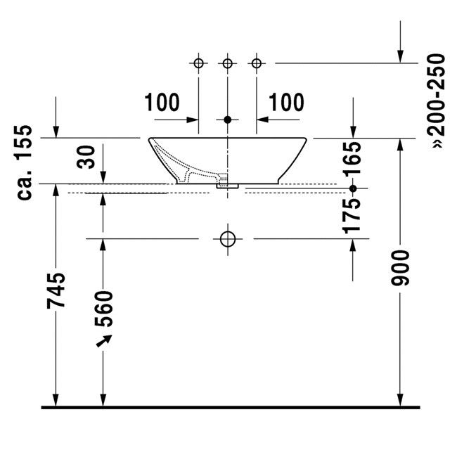 Duravit Aufsatzbecken Me by Starck Bacino 550 mm rechteckig, mit Überlauf, weiß