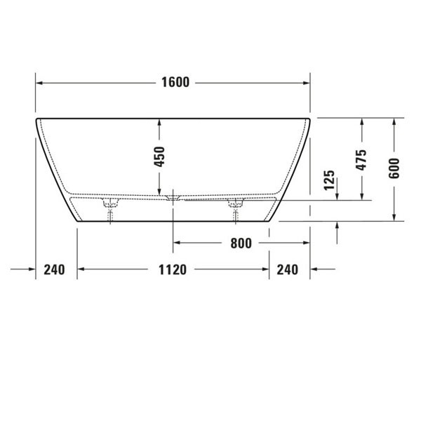 DU Badewanne D-Neo 1600x750mm, freist. m.nahtl. Verkleidung, ohne Überlauf