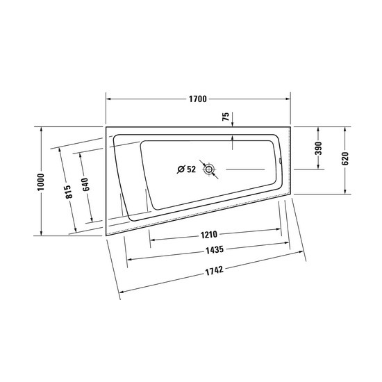 DU Badewanne Paiova 1700x1000mm Ecke links, mit Acrylverkleidung, weiß