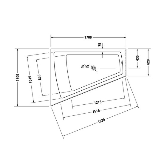 DU Badewanne Paiova 1700x1300mm Ecke links, mit Acrylverkleidung, weiß