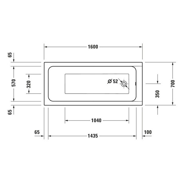 Duravit D-Code 2.0 Badewanne 1600x700mm Einbauversion Innentiefe 450mm reduzierte Randhöhe von 25mm Weiß 700669000000000