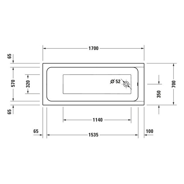 Duravit D-Code 2.0 Badewanne 1700x700mm Einbauversion Innentiefe 450mm reduzierte Randhöhe von 25mm Weiß 700670000000000