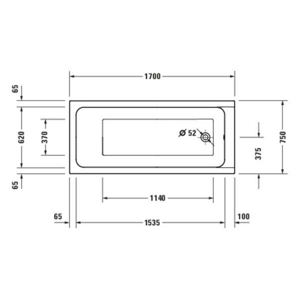 Duravit D-Code 2.0 Badewanne 1700x750mm Einbauversion Innentiefe 450mm reduzierte Randhöhe von 25mm Weiß 700671000000000