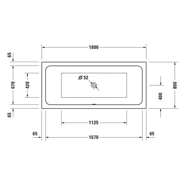 Duravit D-Code 2.0 Badewanne 1800x800mm Einbauversion 2 Rückenschrägen Innentiefe 450mm reduzierte Randhöhe von 25mm Weiß 700672000000000