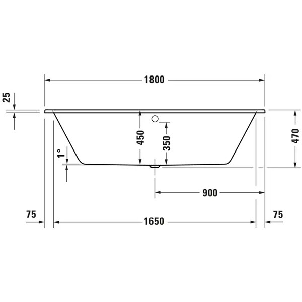 Duravit D-Code 2.0 Badewanne 1800x800mm Einbauversion 2 Rückenschrägen Innentiefe 450mm reduzierte Randhöhe von 25mm Weiß 700672000000000