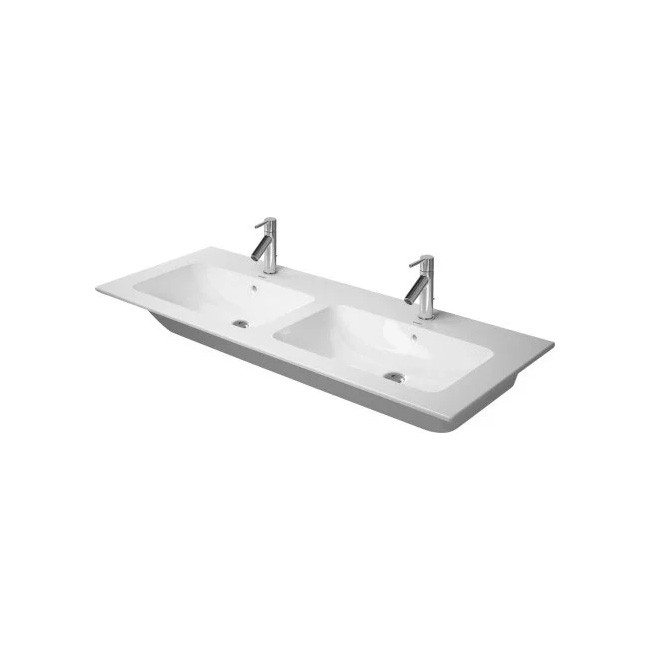 Duravit Doppel-Waschtisch ME by STARCK 1300 mm, mit Überlauf, m. HLB, 1 Hahnloch, weiß