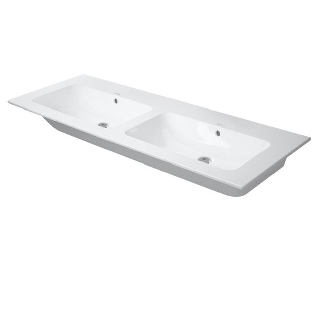 Duravit Doppel-Waschtisch ME by STARCK 1300 mm, mit Überlauf, m. HLB, ohne Hahnloch, weiß