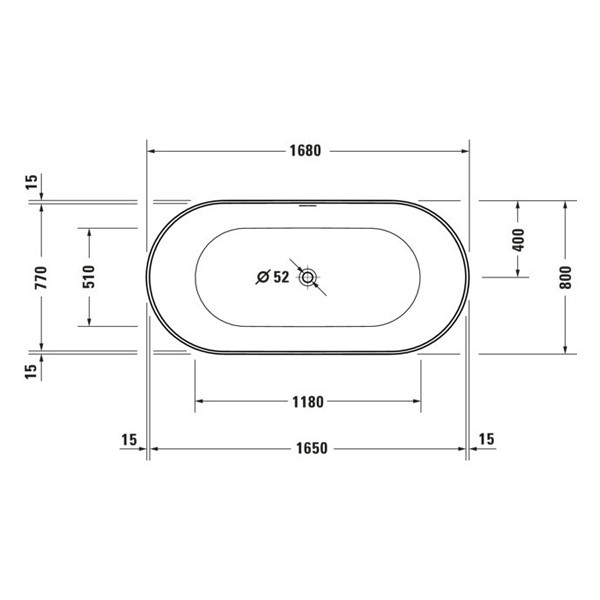 DU DuraKanto BW Oval freisteh.,1700x800 nahtl.Verkl.,Rückens.2, Weiß Seidenmatt