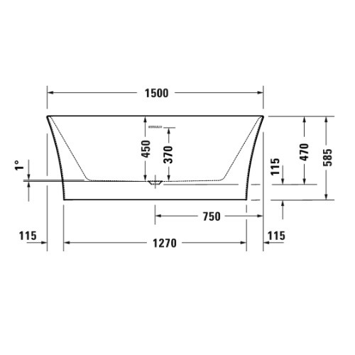DU DuraSenja Badewanne,Oval,1500x750x585mm,Vw.,ws,Acr