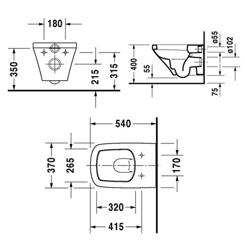 Duravit Durastyle wandhängendes-Tiefspül-WC mit WonderGliss-Beschichtung 25360900001