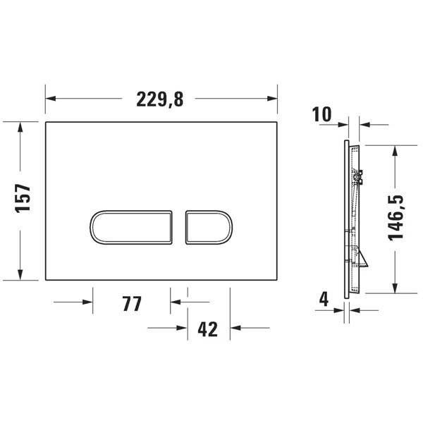 DU Betätigungsplatte A1, für WC, 229,8x157mm, Glas Weiß