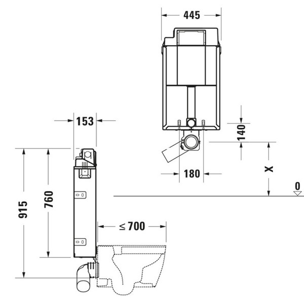 DU WC-Element für Wand-WC,f.Nasseinbau 500x1148mm
