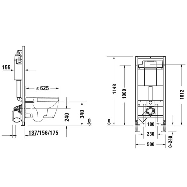 DU WC-Element für Wand-WC, Basic 500x1148mm