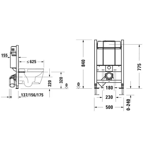 DU WC-Element für Wand-WC, Basic 500x840mm