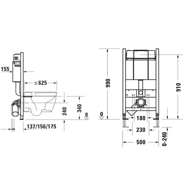 DU WC-Element für Wand-WC, Basic 500x990mm