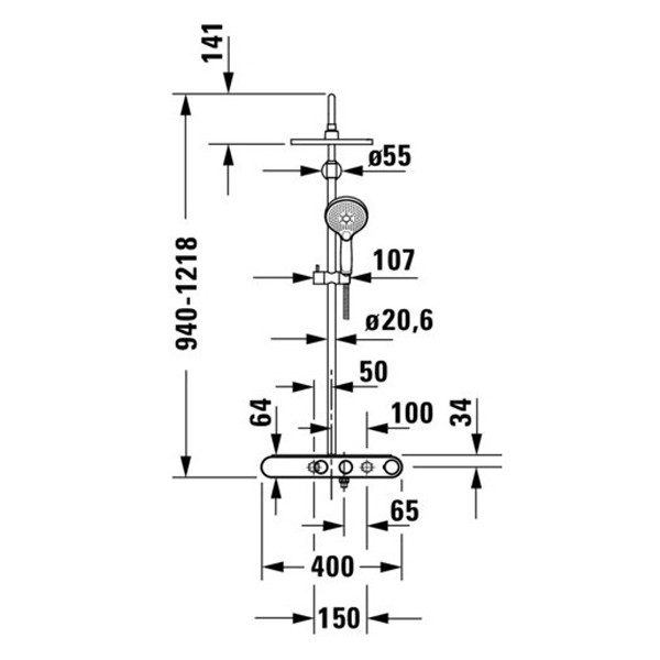 DU Duschsyst.Shelf 1050, Brausethermst. Chrom Weiß Hochglanz
